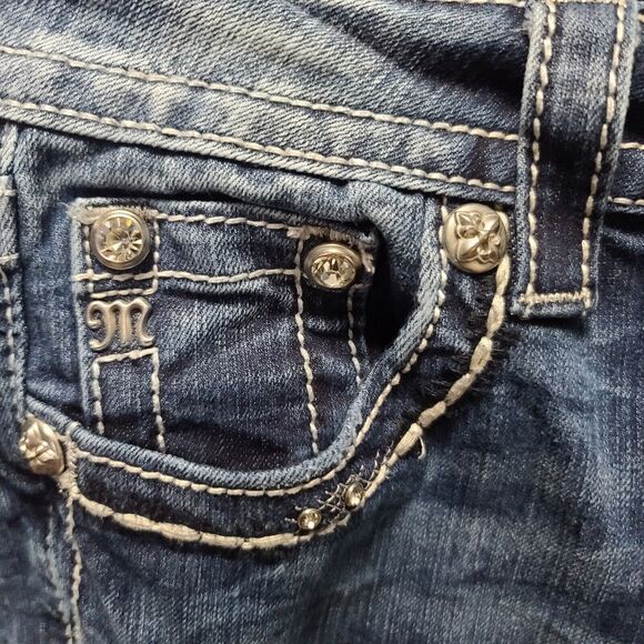 MissMe Womens Jeans Blue Size 25 Cotton Blend Signature Boot Pockets Button Zip - Picture 12 of 16